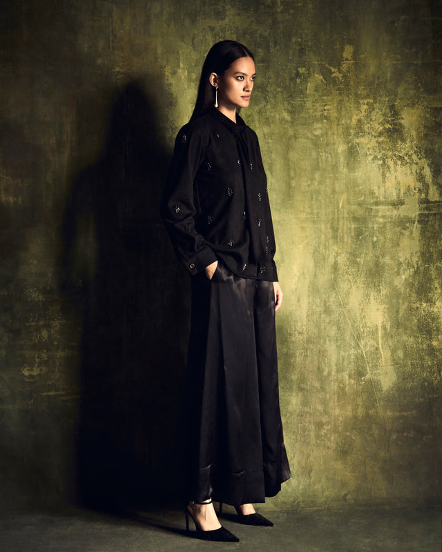FULL FLARE PANT IN SILK