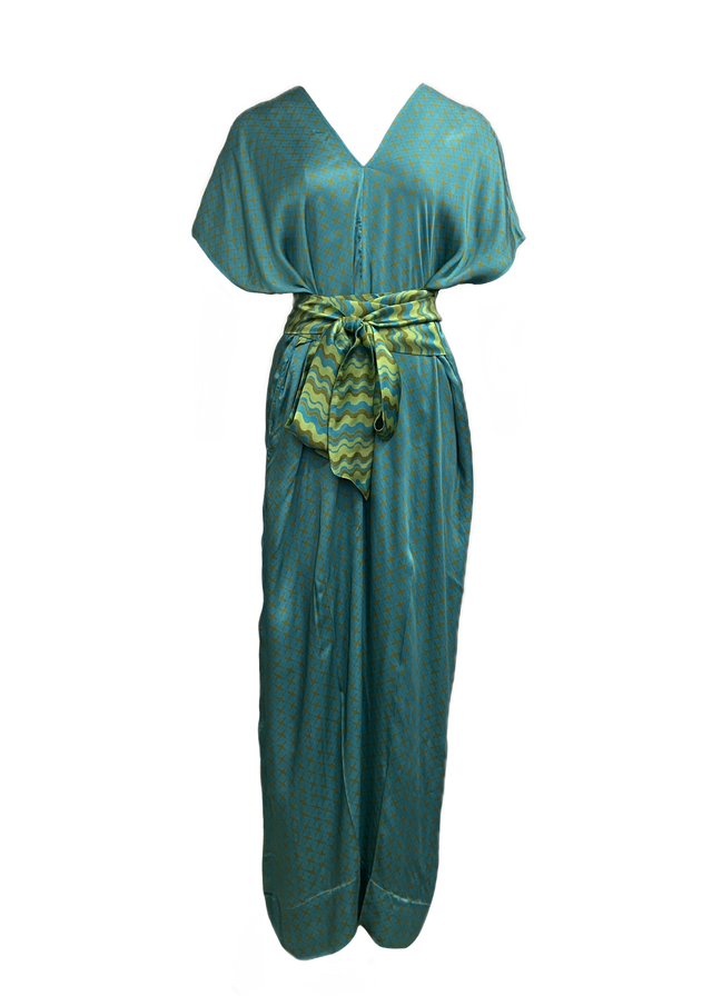 TIE UP JUMPSUIT IN TESSERA