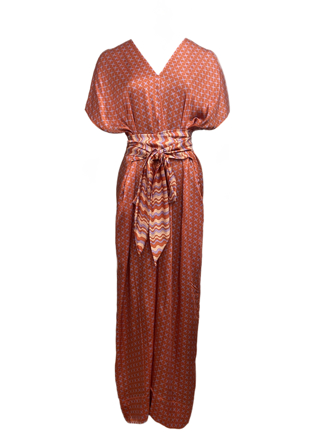 TIE UP JUMPSUIT IN TESSERA