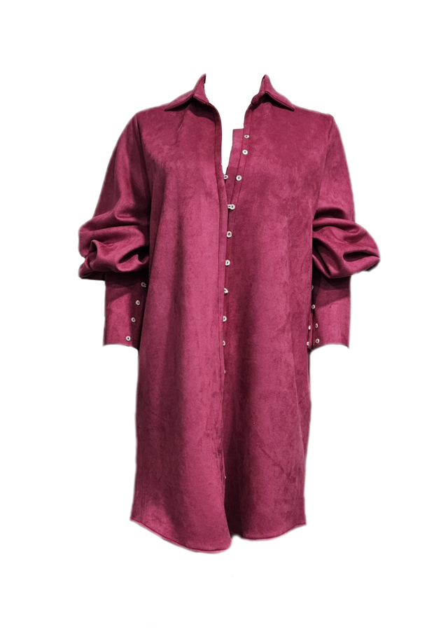 VICTORIAN SHIRT DRESS IN SUEDE