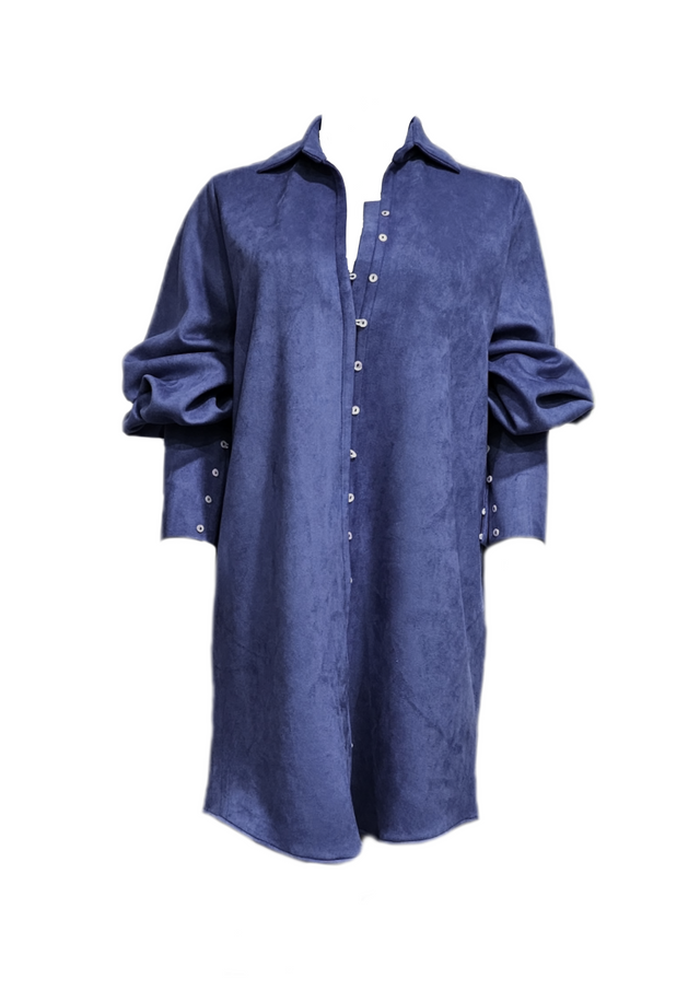 VICTORIAN SHIRT DRESS IN SUEDE