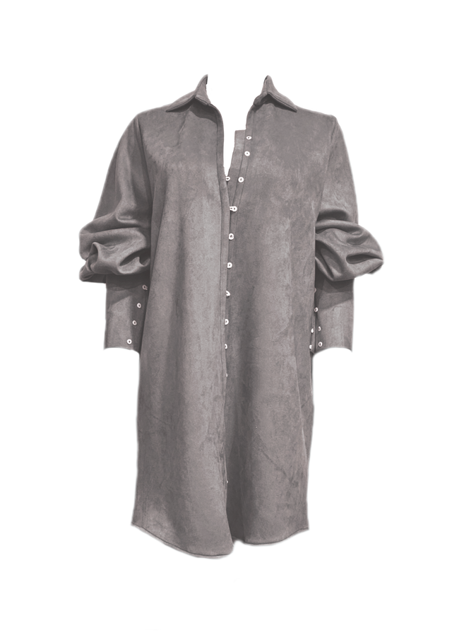 VICTORIAN SHIRT DRESS IN SUEDE