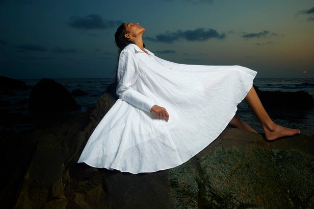 COLLARED LUNA DRESS IN LINEN