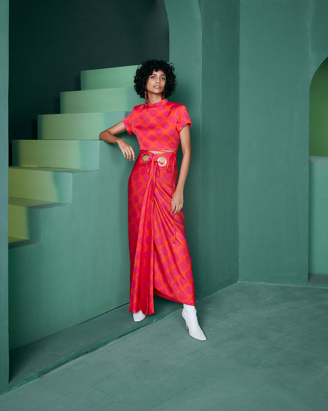 COCKTAIL SKIRT SET IN PRINT