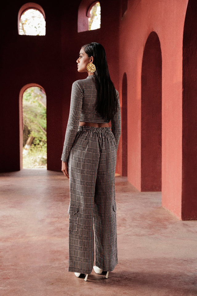 LINEN RELAXED JOGGERS IN SHIBORI