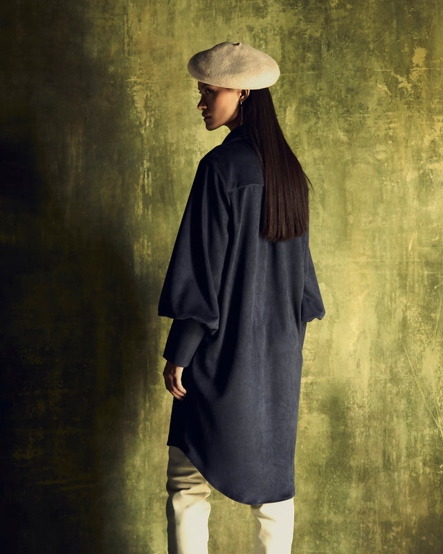 VICTORIAN SHIRT DRESS IN SUEDE