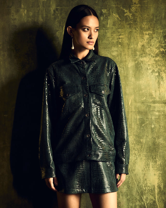 TRUCKER JACKET IN GATOR