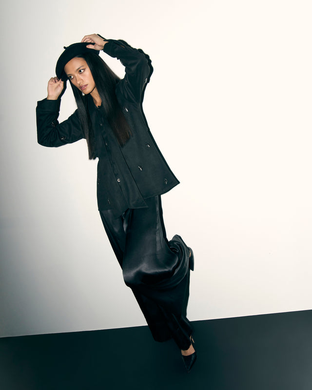 FULL FLARE PANT IN SILK