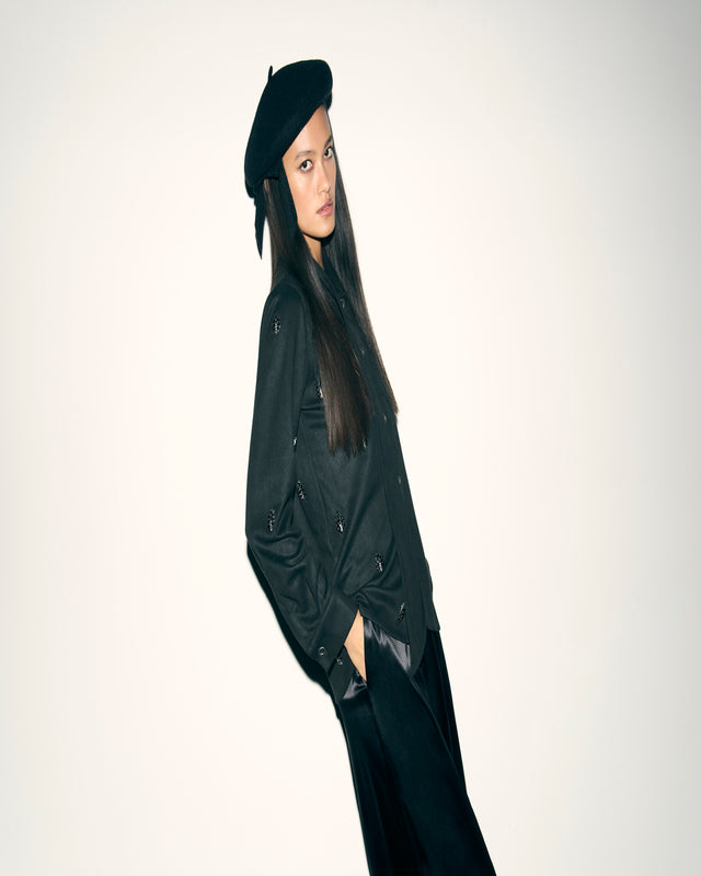 FULL FLARE PANT IN SILK