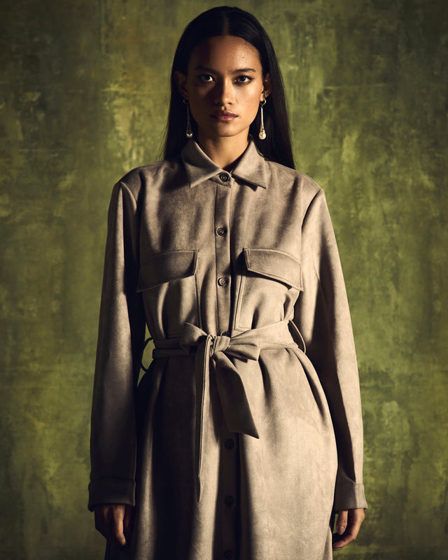 FRIDAY SHIRT DRESS IN SUEDE