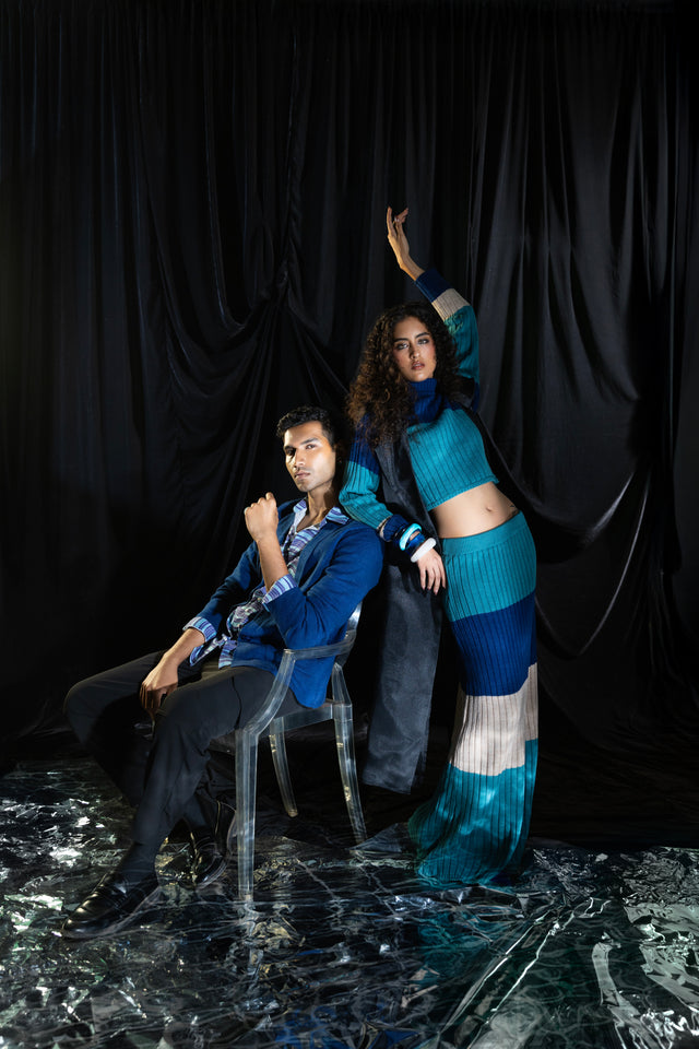 BLUES KNIT SKIRT SET