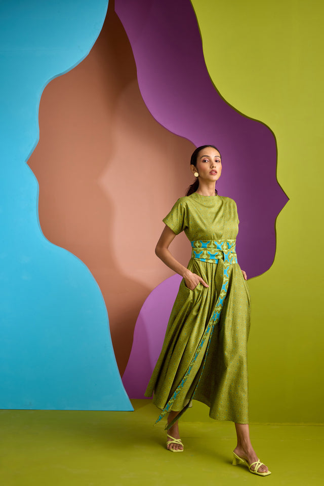 BIAS CUT DRESS IN NEBULA