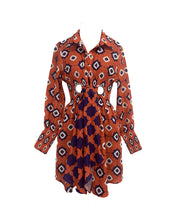 Load image into Gallery viewer, RUCHED SHIRT DRESS IN MOMO PRINT
