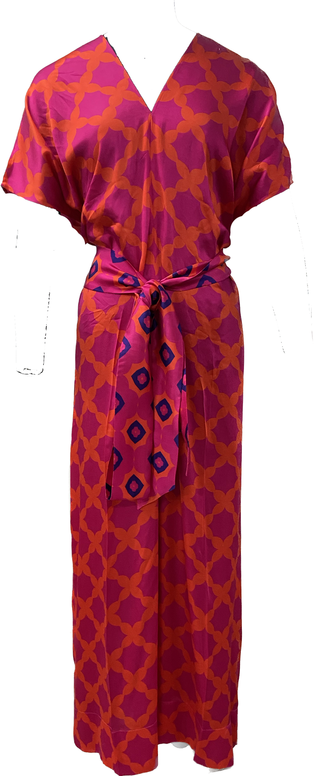 TIE UP JUMPSUIT IN MESH PRINT