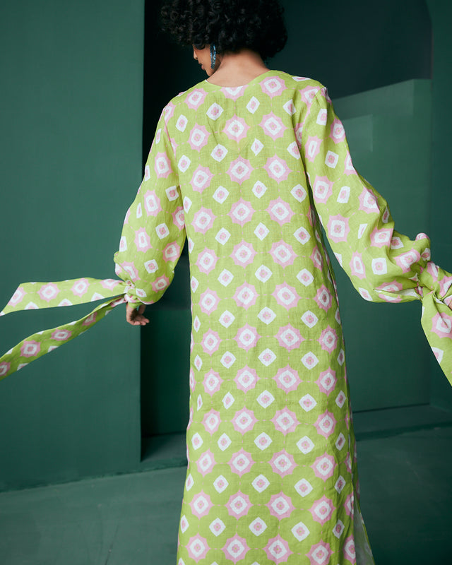 LONG TUNIC DRESS IN MOMO PRINT
