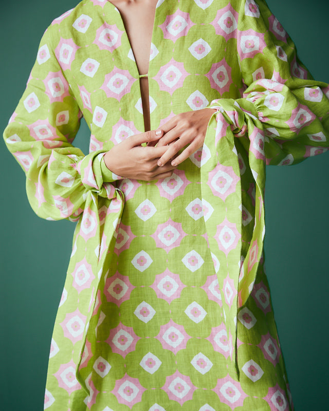 LONG TUNIC DRESS IN MOMO PRINT