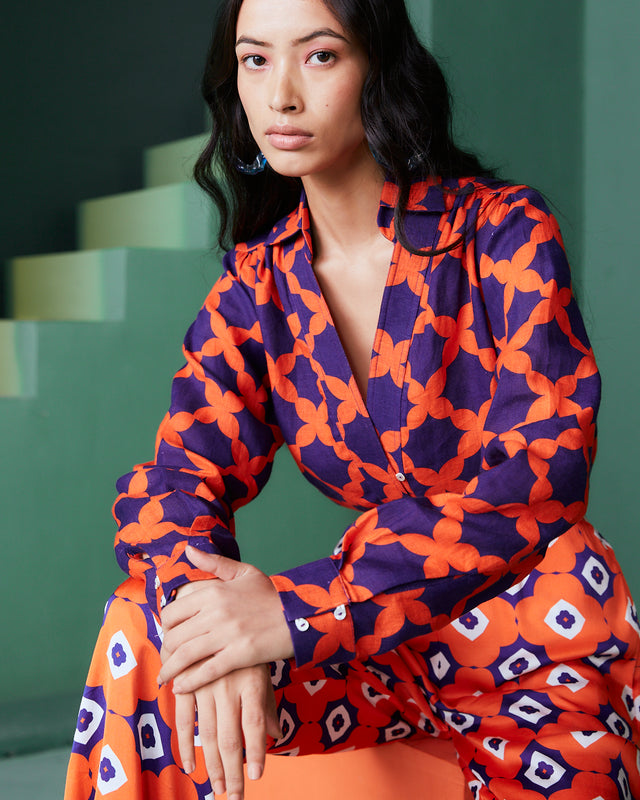 GARDEN TOP IN MESH PRINT