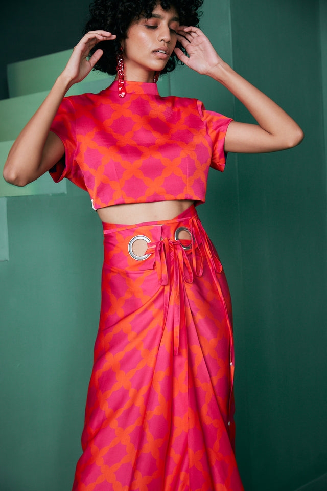 CROSS BACK TOP IN HIBIKI PRINT