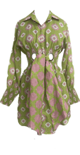 Load image into Gallery viewer, RUCHED SHIRT DRESS IN MOMO PRINT
